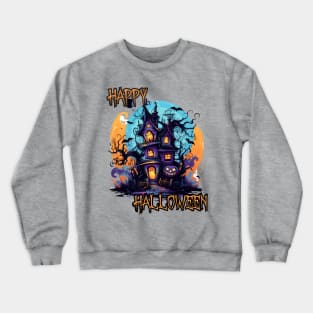 Haunted House Happy Halloween Crewneck Sweatshirt